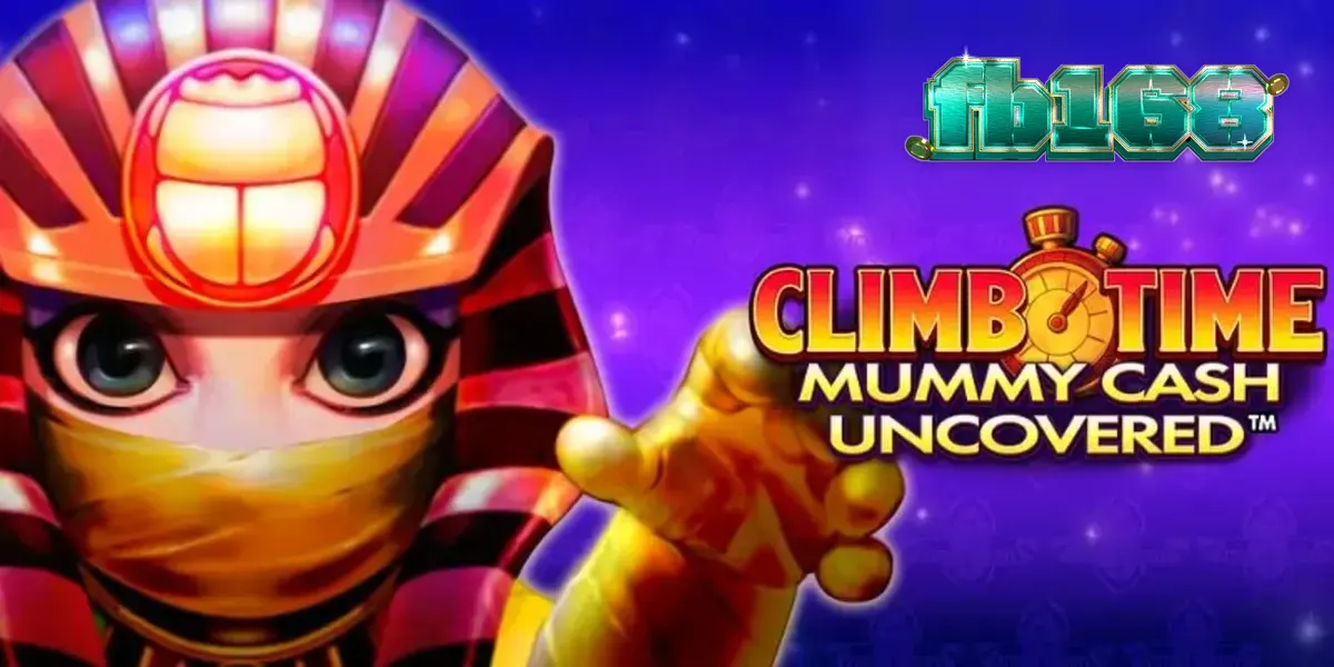 Tampilan visual slot Climb Time Mummy Cash Uncovered dengan latar belakang malam Mesir